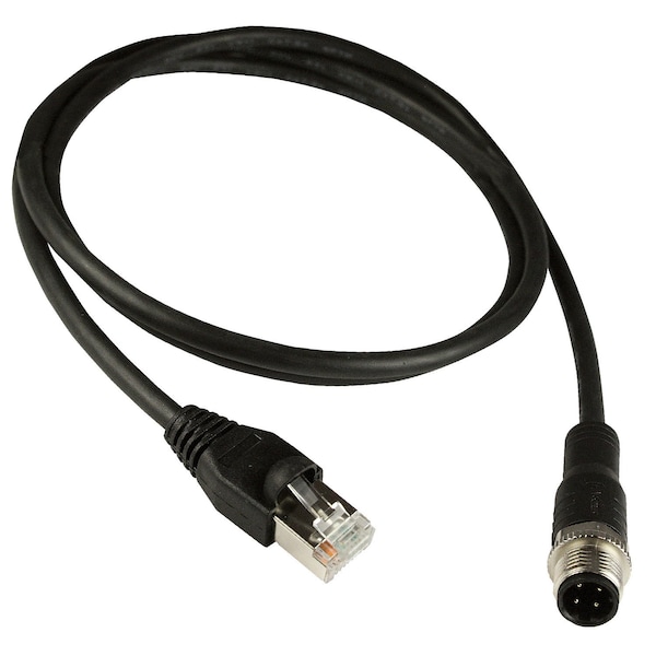 Asi M12 to RJ45 Ethernet Cable, M12 RJ45 Patch Cord, 4 Position, D-Coded Male, 1 Meter ASI-M12-RJ45-11101 - main